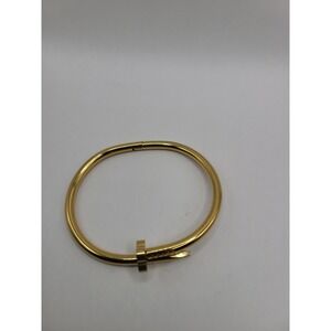 Gold Tone Nail Bracelet Hinged Bangle Wrap Cuff Industrial Minimalist Bangle